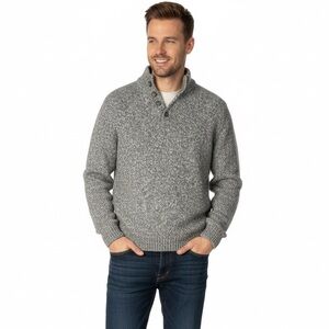 L.L. Bean 100% Lambswool Henley Sweater Heather Grey XL/L Grandpacore